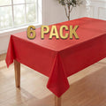 Plastic Table Cloth Disposable 6 Pack, 54 x 108 Inch, Red, for Party Picnic Wedding