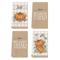 Sm:)e Buffalo Plaid Orange Pumpkin Give Thanks Eucalyptus Fall Thanksgiving Kitchen Dish Towels 18x26 Inch Set of 4