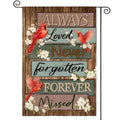 Sm:)e Northern Cardinal Always Loved Forever Wooden Garden Flag 12 x 18 Inch, Double-Sided Printing, Outdoor Welcome Decor for Yards