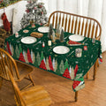 Sm:)e Christmas Tablecloth 60x120 Inch, Trees Green Washable Table Cover for Party Picnic Dinner Decor