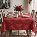 Sm:)e Yarn-Dyed Woven Monochrome Jacquard Poinsettia Christmas Tablecloth 60x104 Inch,Red