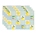 Sm:)e Patchwork Buffalo Plaid Lemon Summer Placemats Set of 4, 12 x 18 Inch,Seasonal Summer Lemon Kitchen Dining Table Decoration for Home Party Decor