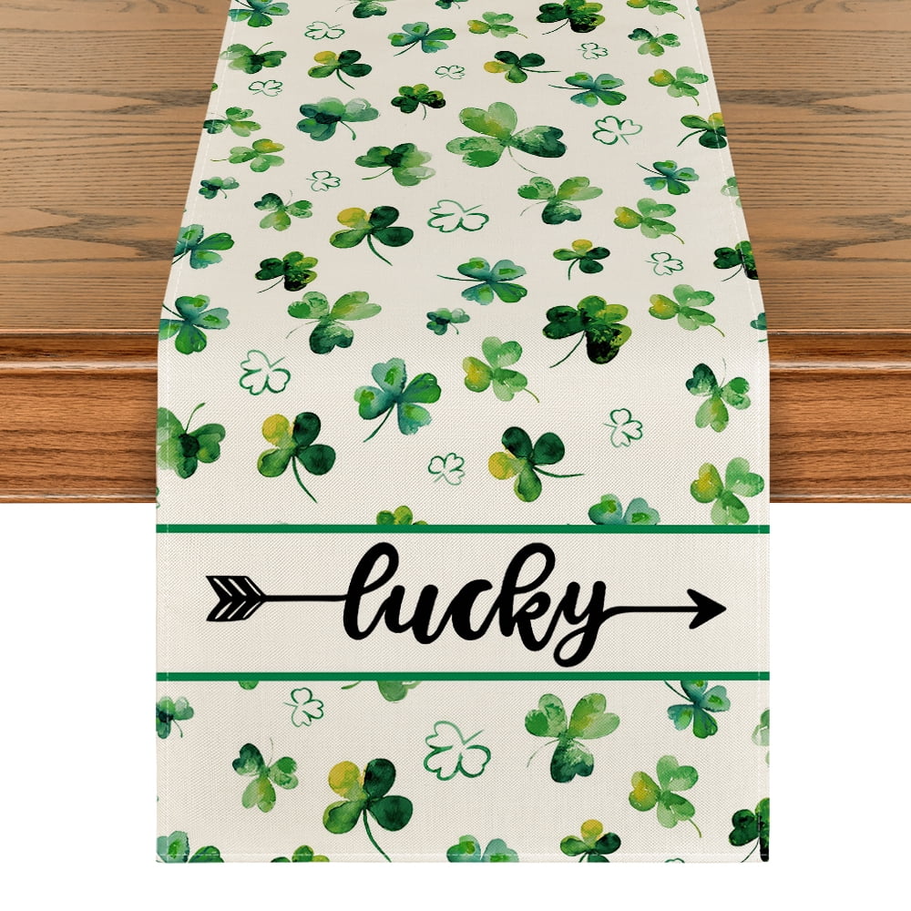 Sm:)e Shamrock Lucky St. Patrick's Day Table Runner 13 x 90 Inch
