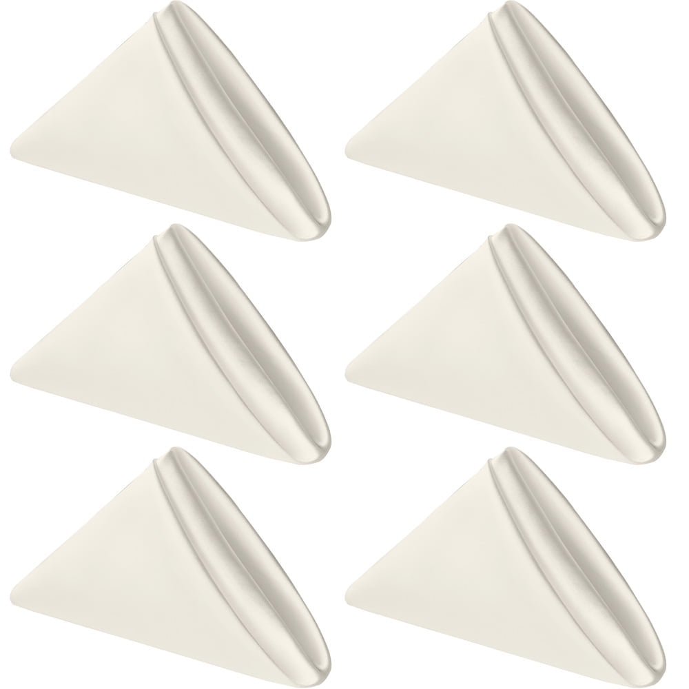 Sm:)e 17x17 inch 6 Pack Satin Napkins for Dinner Lunch Wedding Party, Silky Smooth Washable, Polyester, Beige, Square