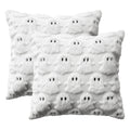 Sm:)e Halloween Goost Plush Faux Fur Jacquard Throw Pillow Cover 18x18 Inch White, Set of 2 Silky Soft Seasonal Cushion Case for Sofa Couch