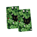 Sm:)e Black Cat Green Shamrock Saint Patricks Day Kitchen Dish Towels 18x26 Inch Set of 2