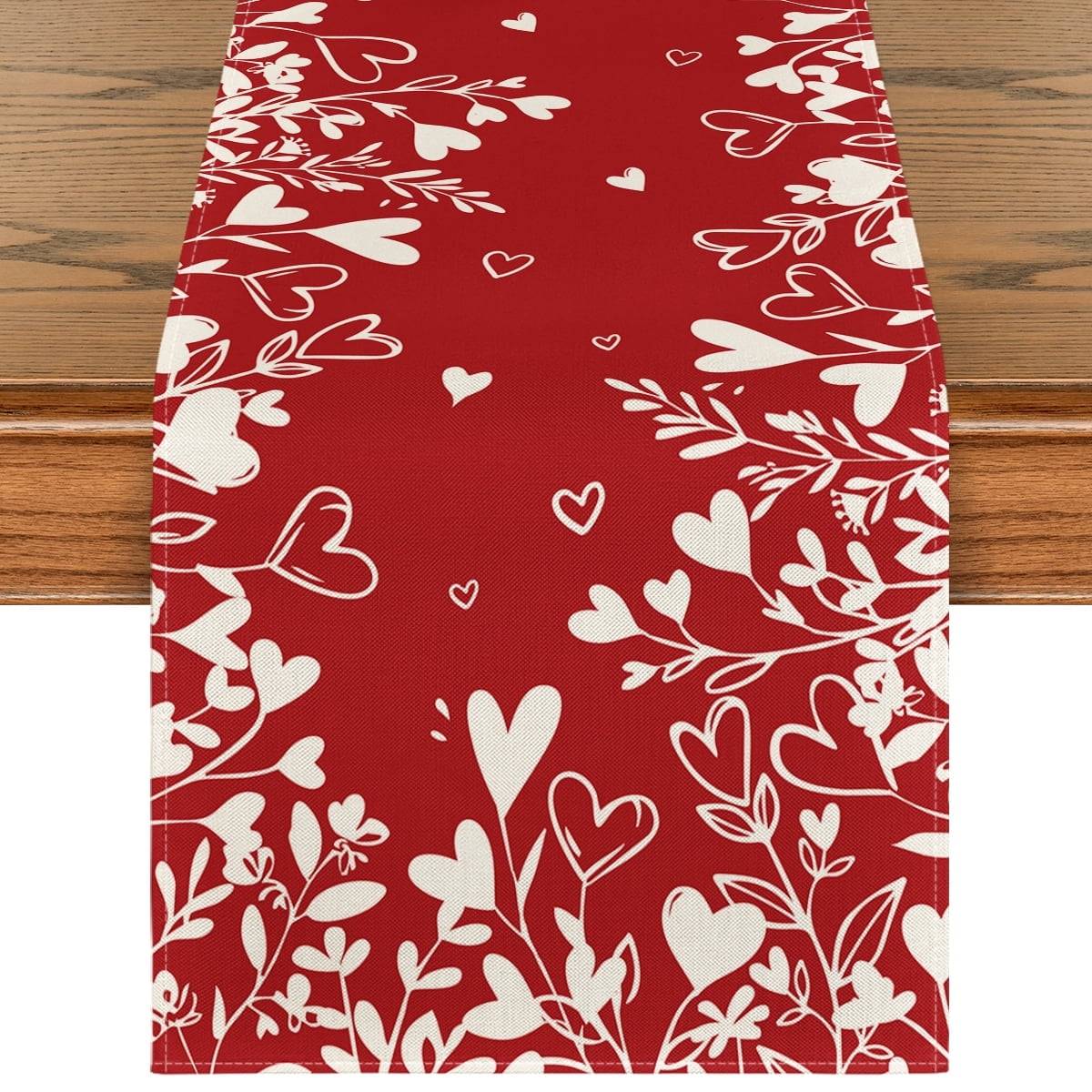 Sm:)e Flower Red Heart Valentine's Day Table Runner 13x108 Inch