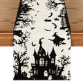 Smile Castle Tree Witch Black Halloween Table Runner 13 x 120 Inch