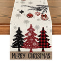 Sm:)e Red Pine Trees Merry Christmas Table Runner, Winter Xmas Holiday Kitchen Dining Table Decoration for Home Party Decor 13x48 Inch