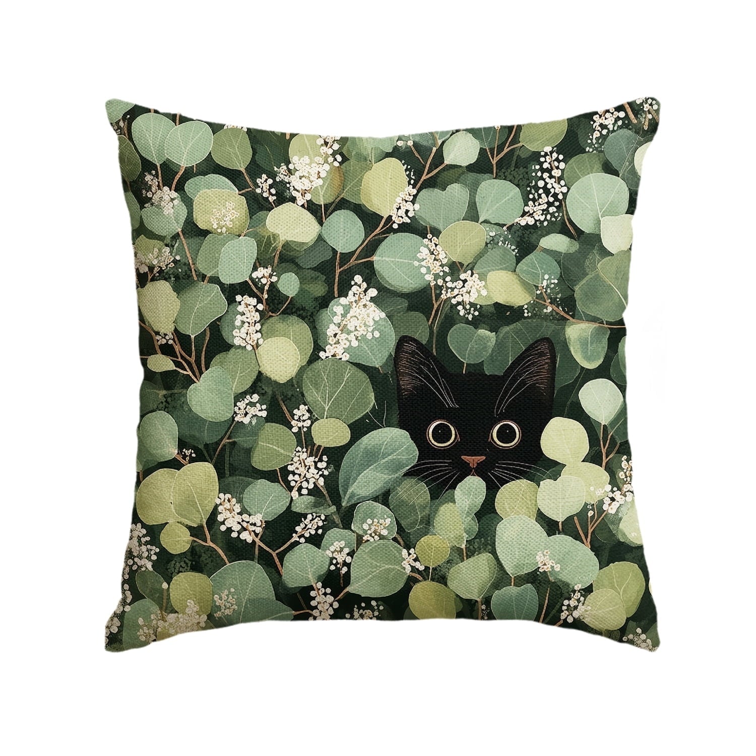 Sm:)e Eucalyptus Black Cat Spring Pillow Covers,18x18 Inch