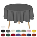 Sm:)e Stain and Wrinkle Resistant Fitable Gray Table Cloth 70 Inch Round, Reusable and Washable Polyester Fabric Table Covers for Party, Wedding and Banquet Decoration 6ft Table