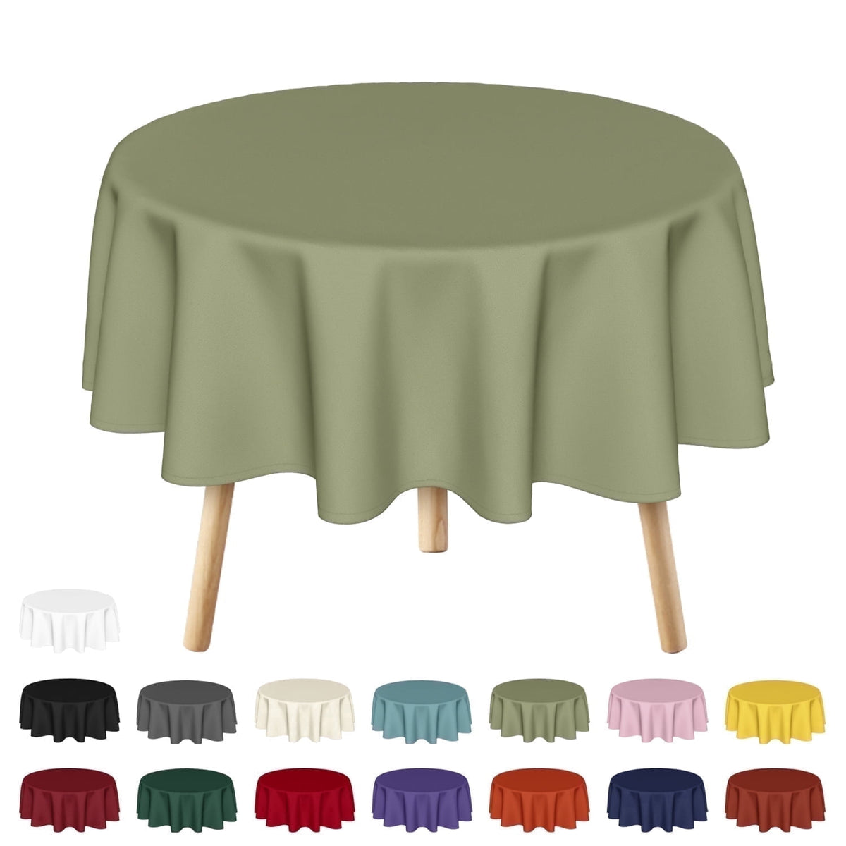 Sm:)e Stain and Wrinkle Resistant Fitable Fern Green Table Cloth 70 Inch Round, Reusable and Washable Polyester Fabric Table Covers for Party, Wedding and Banquet Decoration 6ft Table