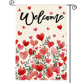 Sm:)e Love Hearts Floral Welcome Valentines Day Garden Flag 12x18 Inch