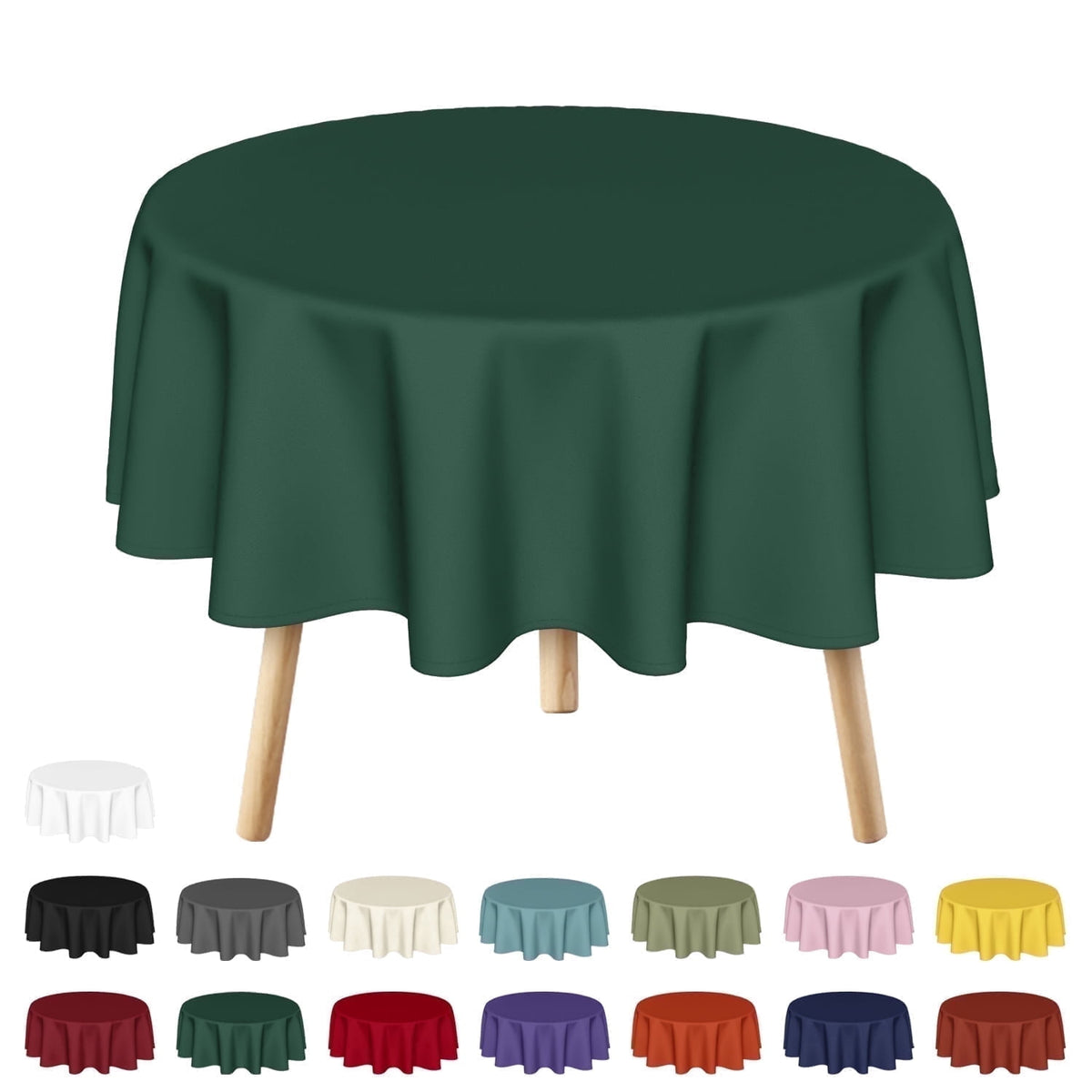 Sm:)e Stain and Wrinkle Resistant Fitable Hunter Green Table Cloth 70 Inch Round, Reusable and Washable Polyester Fabric Table Covers for Party, Wedding and Banquet Decoration 6ft Table