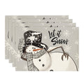 Smile Grey Snowman Snowflake Let it Snow Christmas Table Placemats 12x18 Inch Set of 4