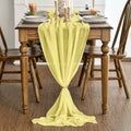 Sm:)e Light Yellow Cheesecloth Table Runner 31 x 118 Inch Rustic Gauze Boho Chair Sashes for Bridal Shower Wedding Party Catering Home Decoration Supplies