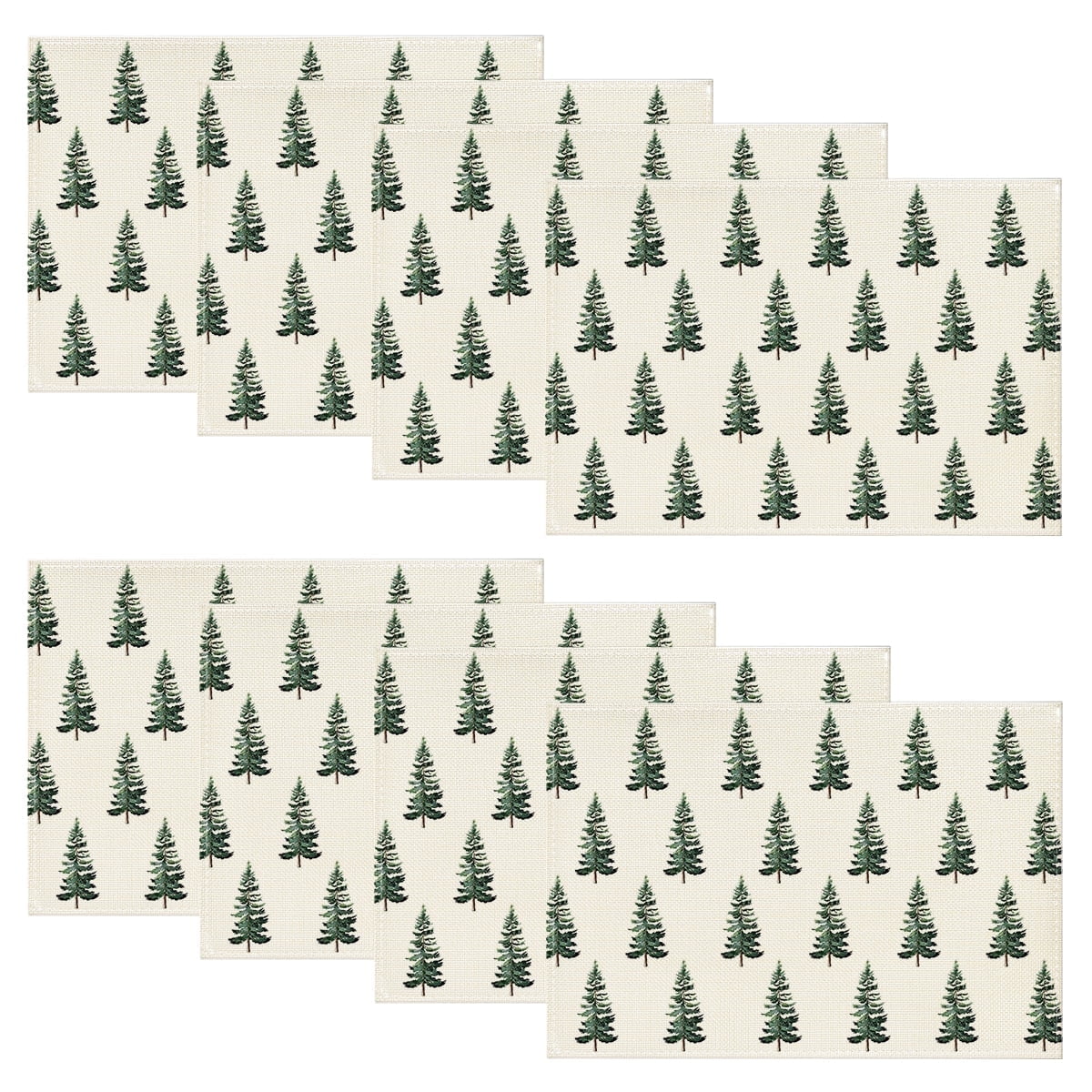 Sm:)e Xmas Tree Christmas Placemats Set of 8, Seasonal Winter Kitchen Dining Table Decoration for Home Party Decor 12x18 Inch