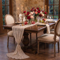 Sm:)e Boho Beige Gauze Cheesecloth Table Runner 35x120 Inch, Multi-Purpose Decor for Kitchen Dining Wedding Holiday Party