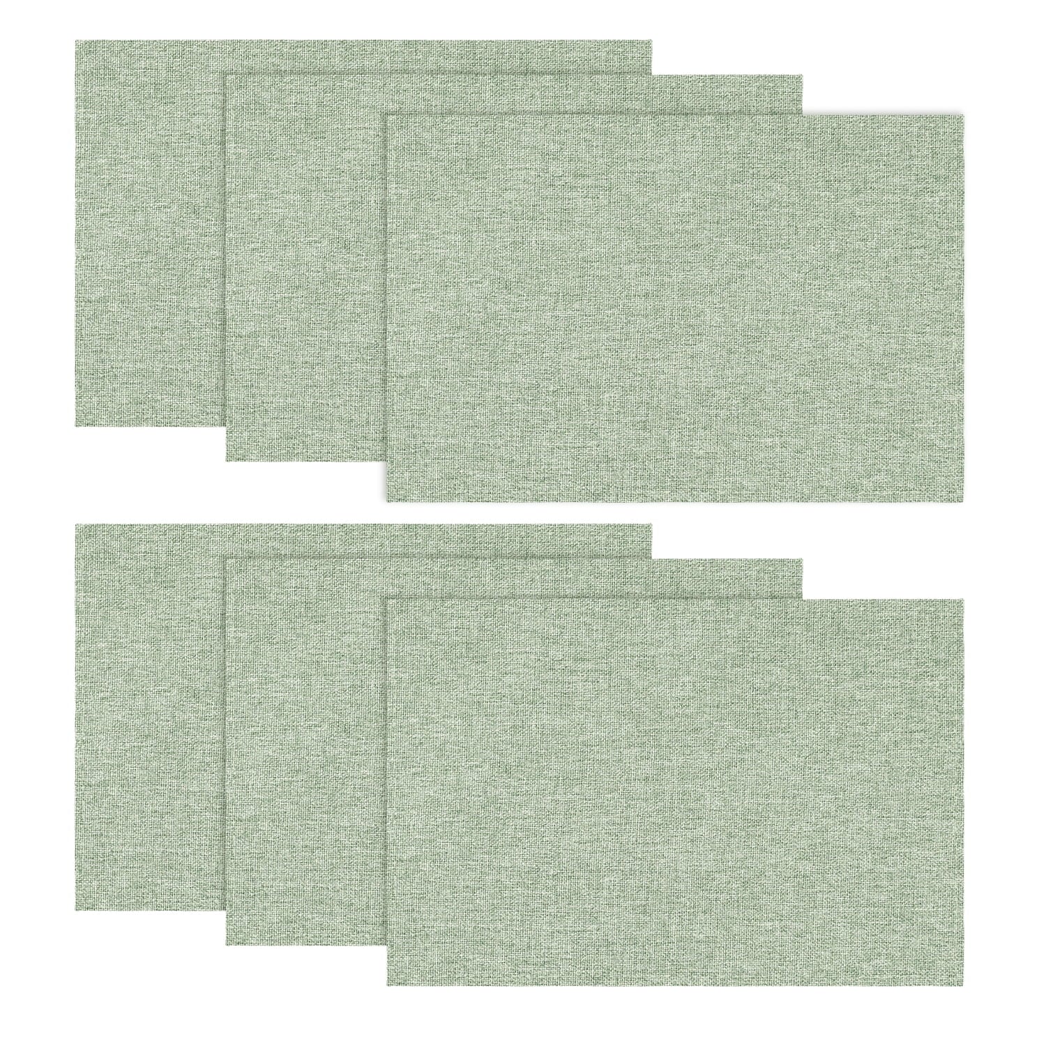 Sm:)e Sage Green Placemats 12 x 18 Inch Set of 6, Seasonal Washable Kitchen Dining Table Decoration for Home Party,240g£¨0.53lb£©