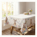 Sm:)e Floral Bunny Spring Easter Tablecloth, 52 x 70 Inch Seasonal Rectangle Washable Table Linen Holiday Table Cover for Home Kitchen Dinner Decor