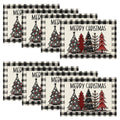 Smile Buffalo Plaid Christmas Trees Winter Placemats Set of 8, 12 x 18 Inch