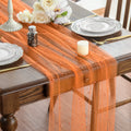 Sm:)e Pearl Orange Gauze Table Runner 120 Inch 10FT, Table Decor for Wedding Anniversary Birthday Outdoor Home Party Table