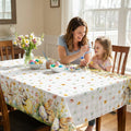 Sm:)e Spring Flowers Bunny Easter Tablecloth - 52x70 Inch Polyester, Machine Washable & Reusable Table Cover for Indoor & Outdoor Use, Buffalo Plaid