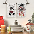 Sm:)e Let it Snow Snowman Winter Deer Christmas Kitchen Dish Towels, 18x26 Inch Set of 2 Buffalo Plaid