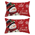 Sm:)e Snowman Red Winter Christmas Throw Pillow Cover 12x20 Inch Set of 2