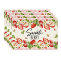 Sm:)e Strawberry Summer Placemats Set of 4 Buffalo Plaid Check Spring Summer Fruit Birthday Baby Shower Party Kitchen Dining Home Decoration,12 x 18 Inch
