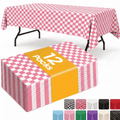 Sm:)e Plastic Table Cloth Disposable 12 Pack, 54 x 108 Inch, Pink White Checked, for Party Picnic Wedding