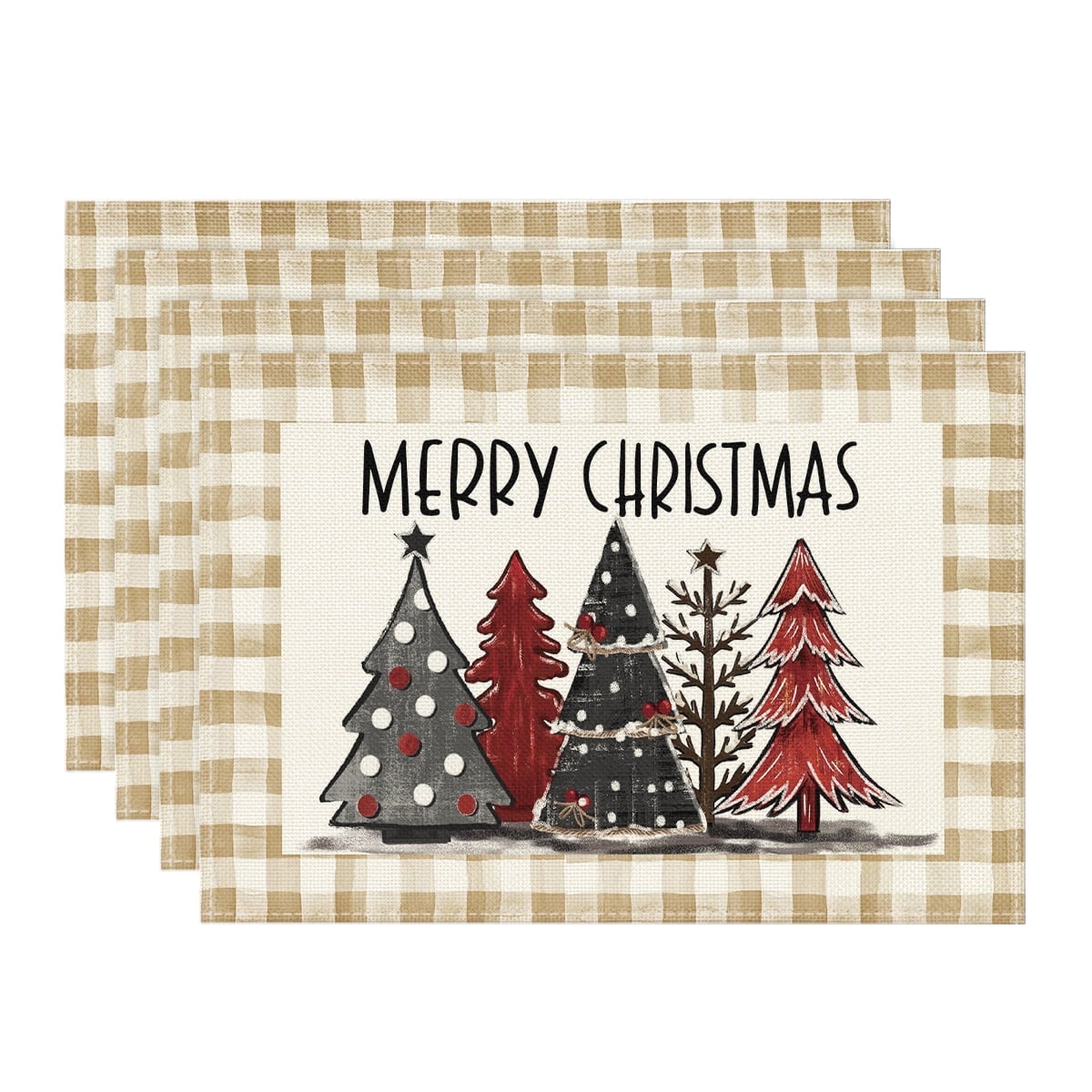 Smile Trees Christmas Placemats 12x18 Inch Set of 4