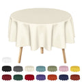 Sm:)e Stain and Wrinkle Resistant Fitable Beige Table Cloth 70 Inch Round, Reusable and Washable Polyester Fabric Table Covers for Party, Wedding and Banquet Decoration 6ft Table