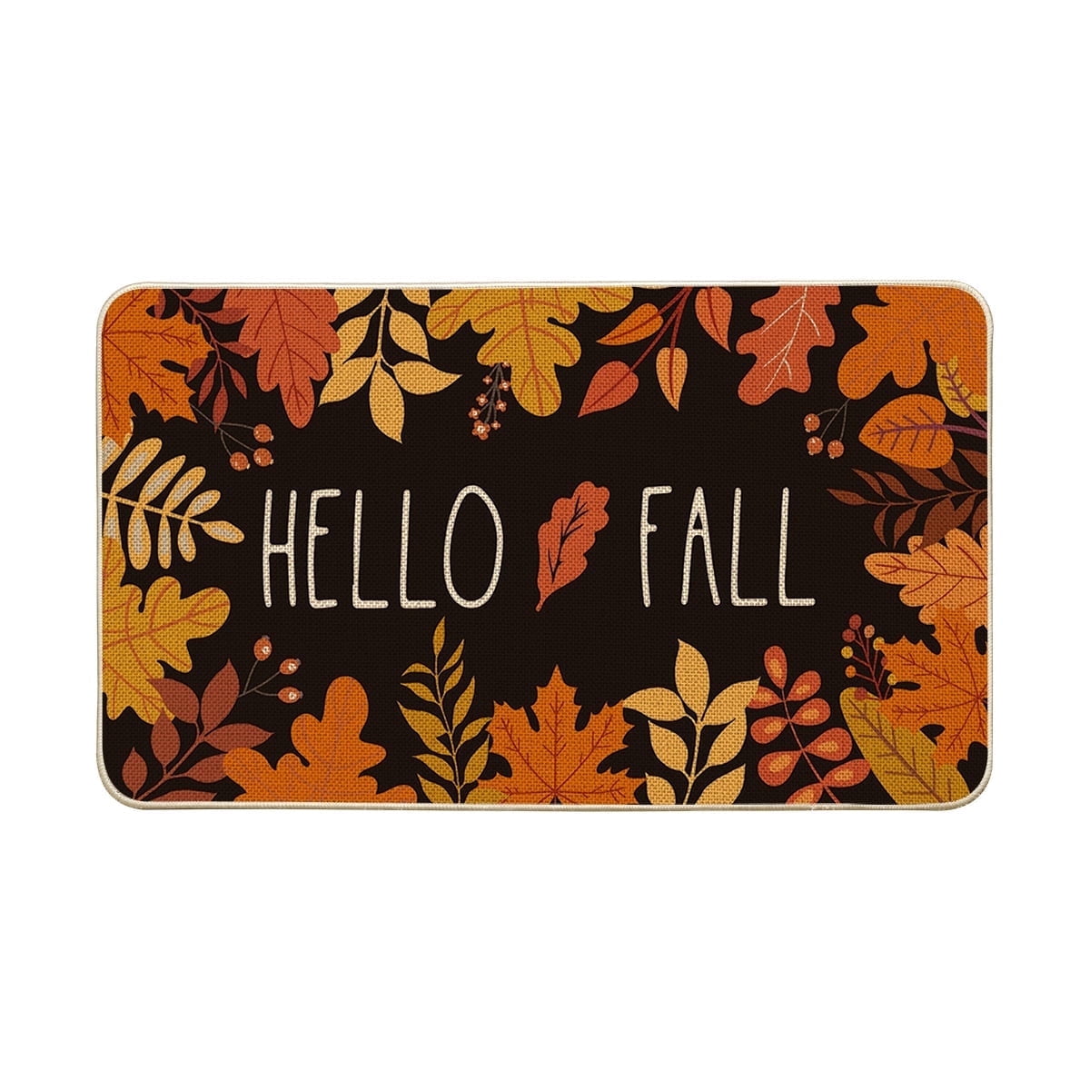 Sm:)e Maple Leaves Hello Fall Decorative Doormat 17 x 29 Inch, Low-Profile Floor Switch Mat for Indoor Outdoor