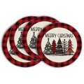 Smile Red and Black Buffalo Plaid Christmas Trees Placemats Set of 4 Round 15 Inch