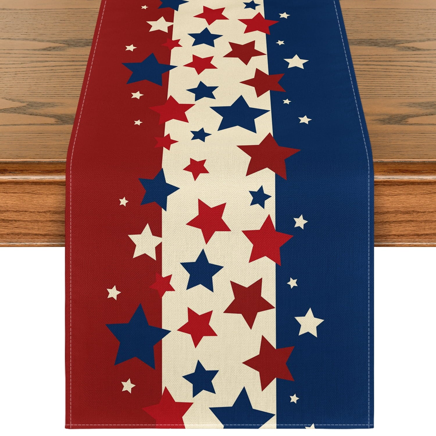 Sm:)e Independence Day Table Runner Patriotic 13x72 Inch , Flax 4th of July Table Runners Holiday Decor,Red Blue White Table Runner for Party Dinning Kitchen Decorations