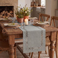 Sm:)e Light Grey Table Runner, Hollow Out Laser Cut Solid Color, Seasonal Summer Washable Kitchen Dining Table Decoration for Home Party Decor 13x120 Inch