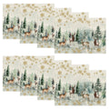 Smile Watercolor Deer Trees Snowflakes Christmas Placemats 12 x 18 Inch Set of 8