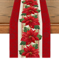 Smile Poinsettia Christmas Table Runner for Xmas Winter 13 x 48 Inch, Red