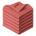 Sm:)e 100% Cotton Waffle Dishcloth, Dark Red, 6 Pack Soft Absorbent Quick Dry Kitchen Cleaning Towels 12x12 Inch