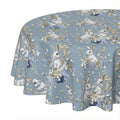 Sm:)e Hydrangea Bunny Easter Tablecloth - 60 Inch Round Polyester, Machine Washable & Reusable Table Cover for Indoor & Outdoor Use