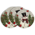 Smile Snowman Trees Snowflakes Christmas Round Placemats Set of 4, 14 Inch Grey Winter Round