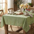 Sm:)e Fabric Openwork Farmhouse Style Linen Tablecloth 60x104 Inch, Yarn-Dyed Woven Table Cover for Dining Decor, Rectangle, Sage Green