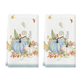 Sm:)e Maple Leaves Blue and White Pumpin Fall Kitchen Dish Towels Set of 2, Soft & Absorbent Washcloth 18x26 Inch