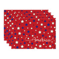 Sm:)e American Star Firework Summer Patriotic Fourth of July Placemats 12x18 Inch Set of 4 Red