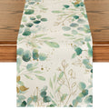 Sm:)e Farmhouse Greenery Eucalyptus Summer Table Runner for Spring Summer 13 x 60 Inch, Off White