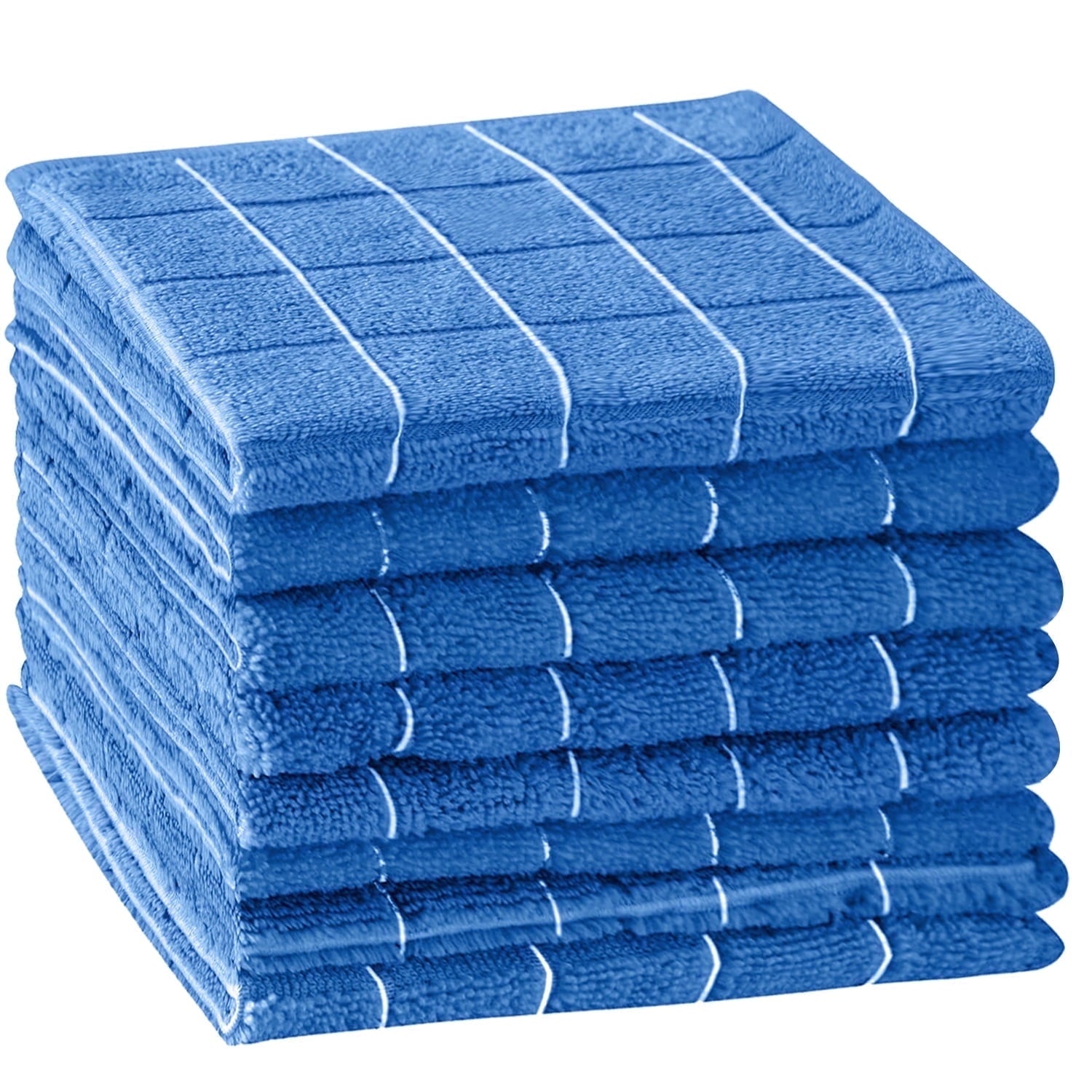 Sm:)e Microfiber Dish Cloth Set, Soft and Super Absorbent, Blue Plaid, 6 Count