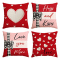 Sm:)e Love Heart Hugs and Kisses Valentines Day Pillow Cover 18x18 Inch Set of 4