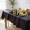 Plastic Table Cloth Disposable 6 Pack, 54 x 72 Inch, Black, for Party Picnic Wedding