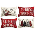 Sm:)e Merry Christmas Snowman Let It Snow Throw Pillow Covers, 12 x 20 Inch Xmas Tree Winter Holiday Cushion Case Decoration for Sofa Couch Set of 4